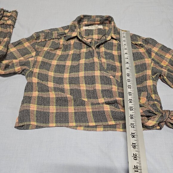 Free People We the Free Running Wild Plaid Wrap Top Women Size S - Picture 10 of 16